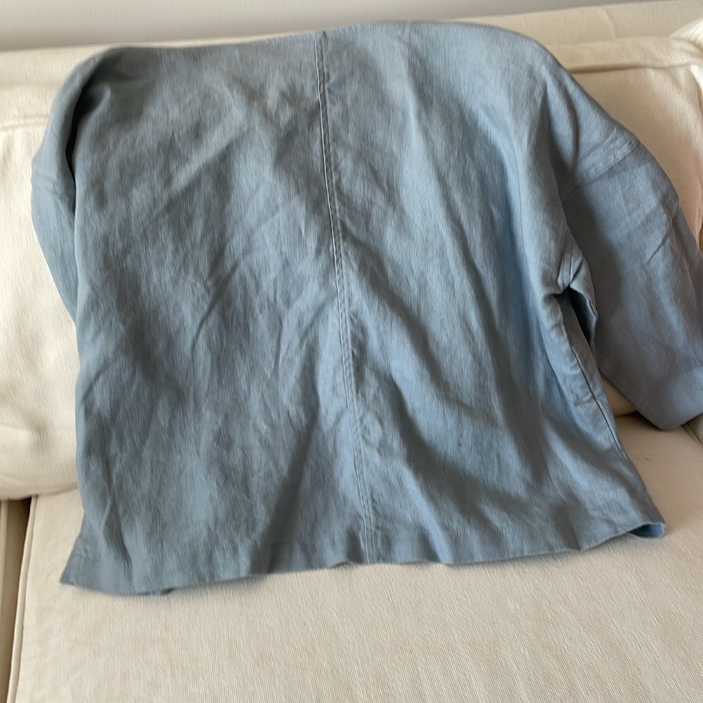 Eileen Fisher Sky Blue Double-Breasted Jacket - Picture 4 of 4